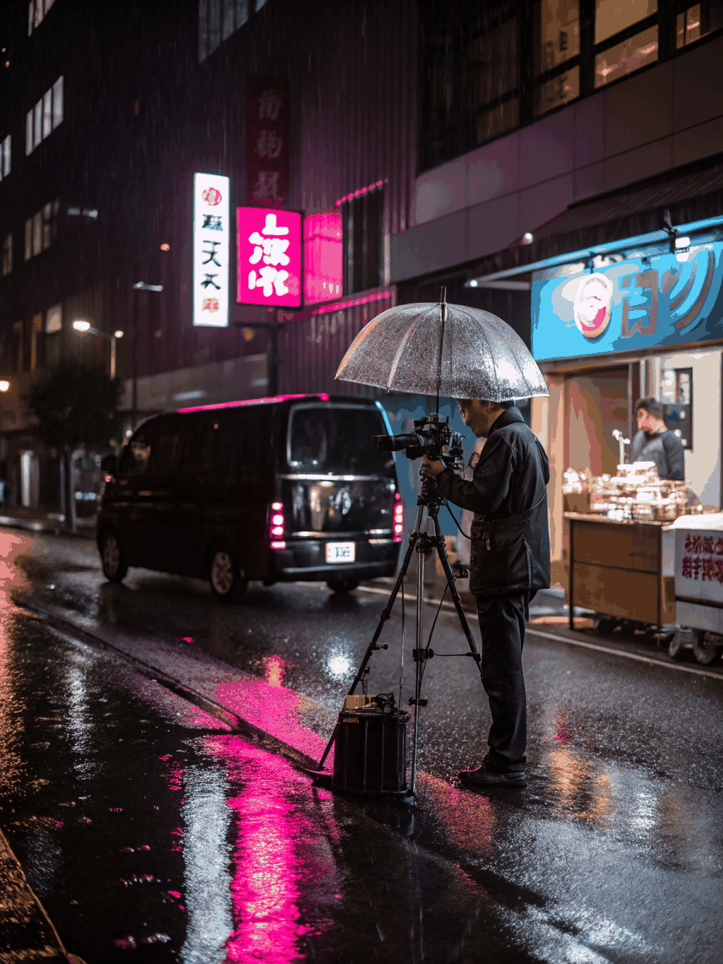Film poster for Before the Rain Comes showing neon reflections