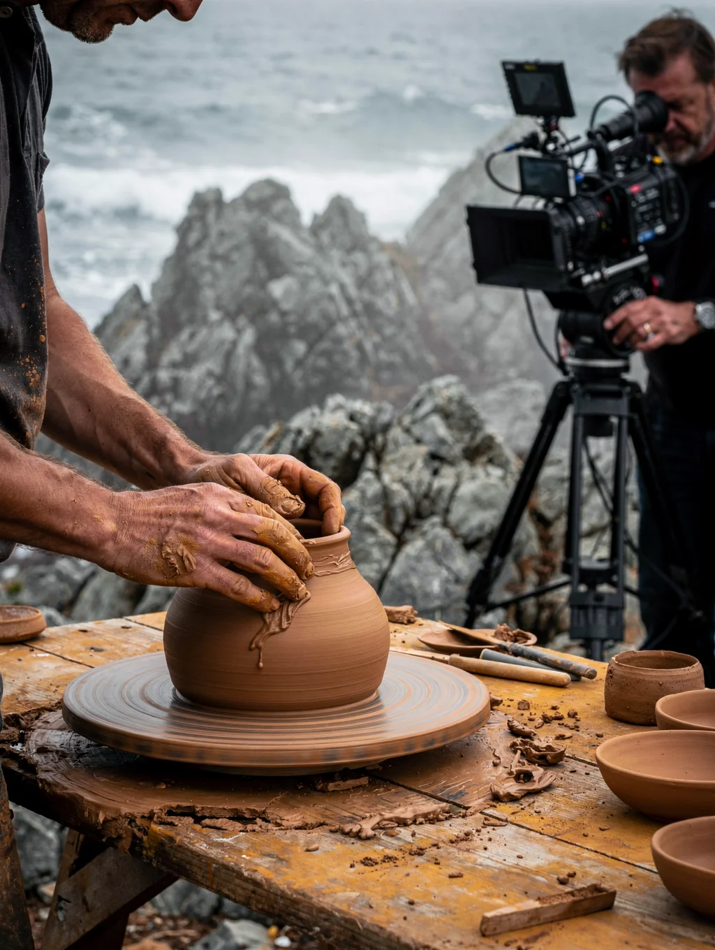 Film poster for Iron and Ochre showing pottery artisan hands