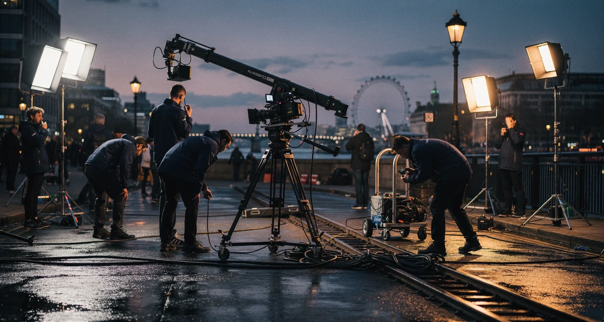 Camera crane and cinema package tracking on a film set