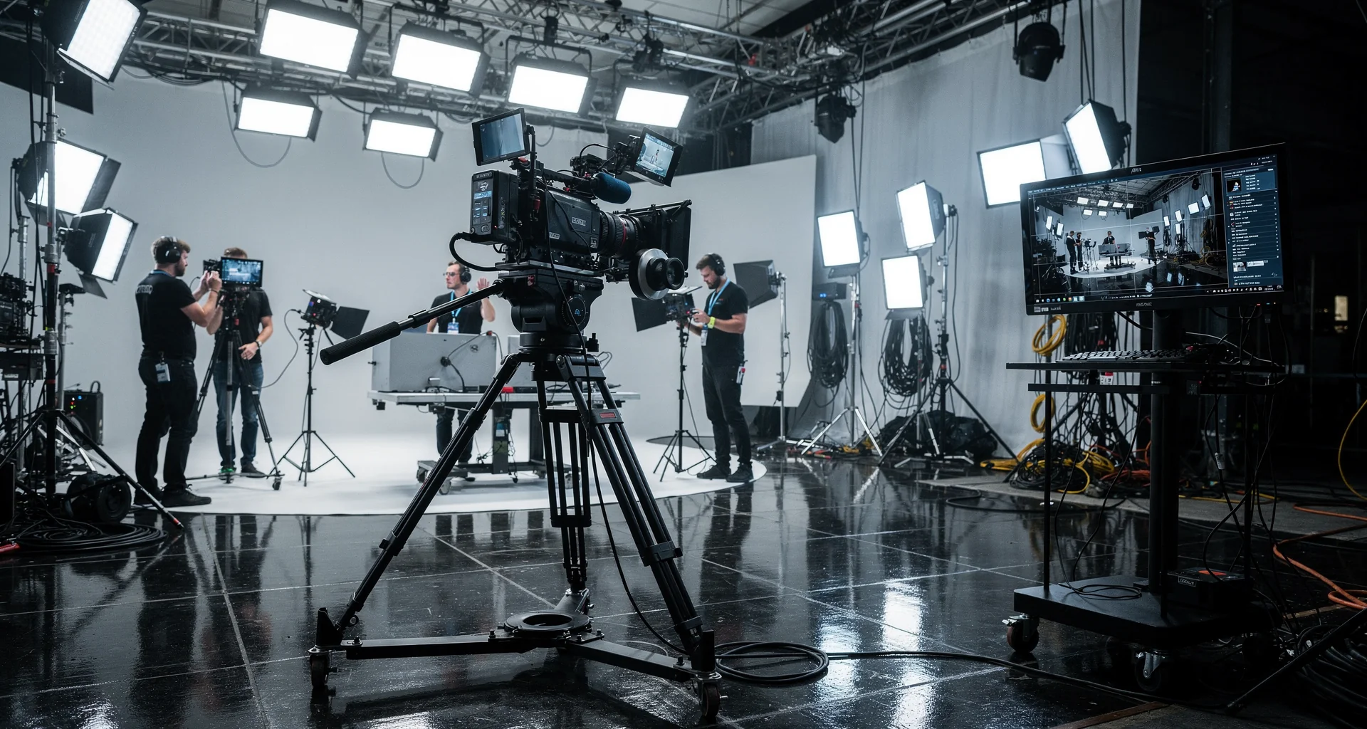SILVERCUT production studio space showing editing monitors and camera cases